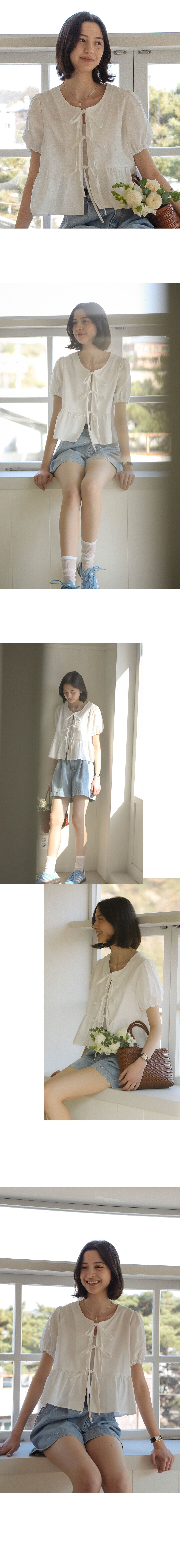 TILLIDIE Front ribbon point blouse_Ivory