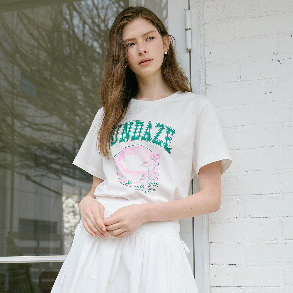 OLIVE DES OLIVE [Ryeong-eun PICK] Sundays semi-crop short sleeve t-shirt OW6ME5520