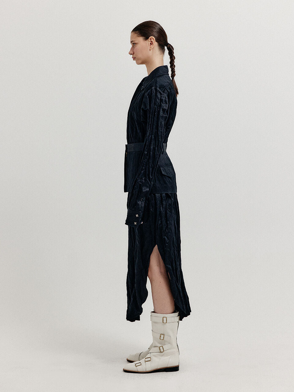EENK EENK Dress with Separable Collar and Skirt Belt - Black