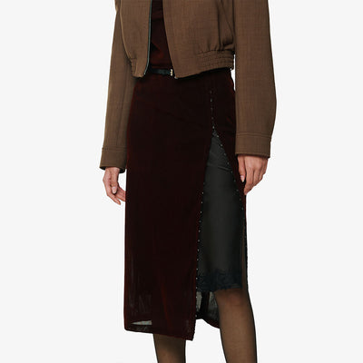 SIDE-SLIT SKIRT BURGUNDY (F24SK5072BD)