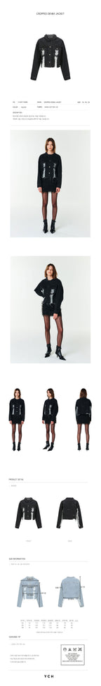 YCH CROPPED DENIM JACKET BLACK (F23DT706BK)