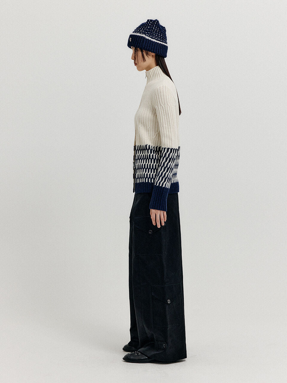 EENK EENK XCOO Cable Knit Zip Cardigan - Cream