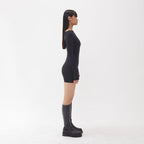 白RO(BAEKRO) BOTH SIDES BODY-CON BODYSUIT - BLACK