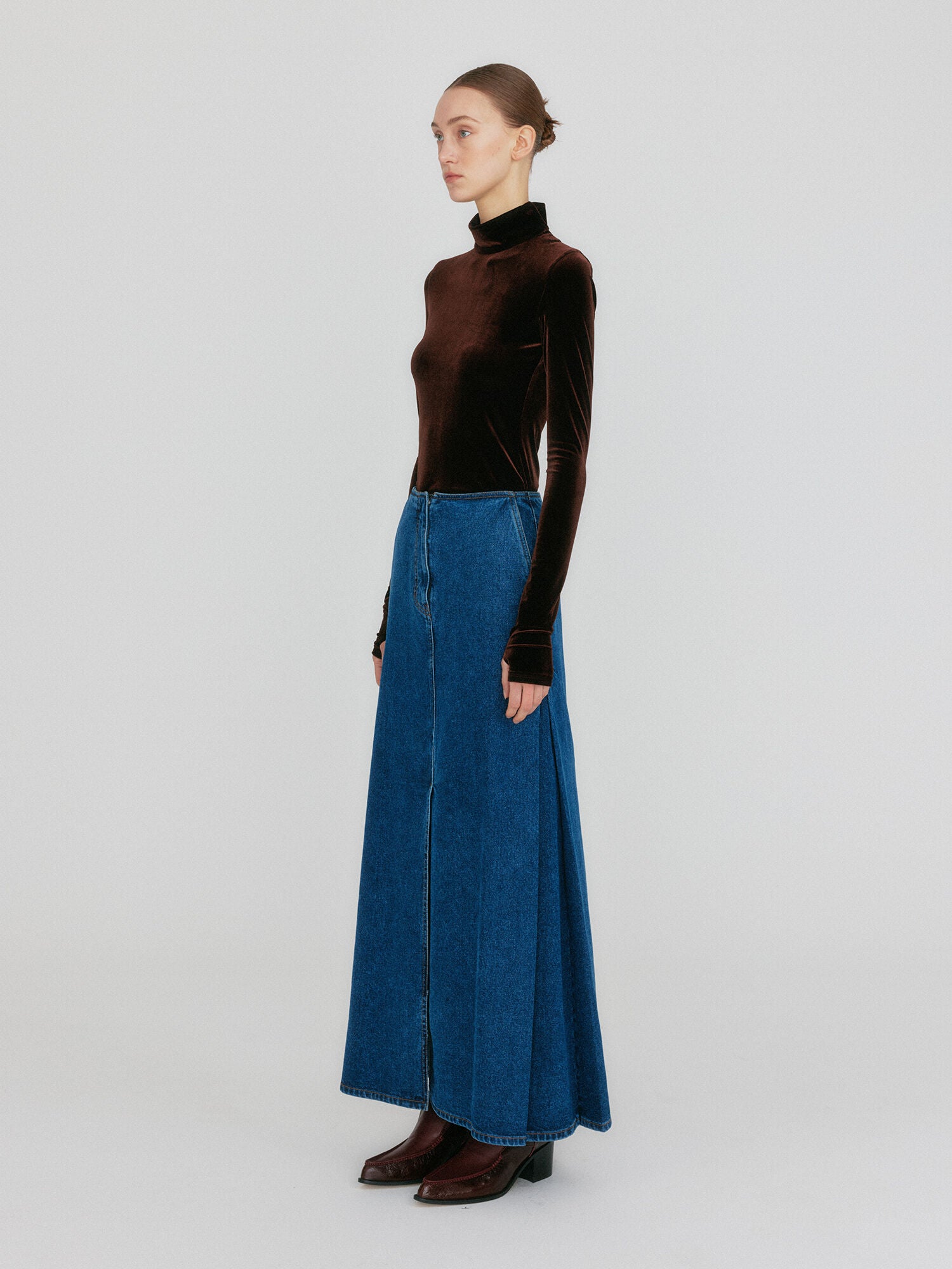 EENK ZOAN Straight Denim Skirt - Blue