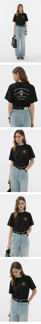 DUNST UNISEX CUPID ARCH BACK LOGO T-SHIRT BLACK_UDTS6B128BK