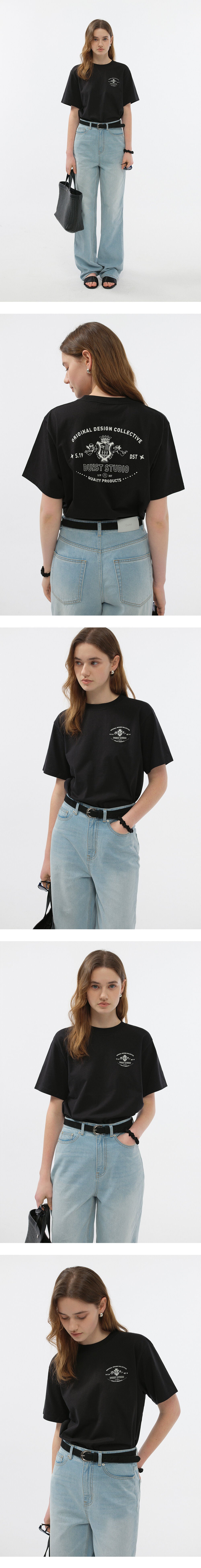 DUNST UNISEX CUPID ARCH BACK LOGO T-SHIRT BLACK_UDTS6B128BK