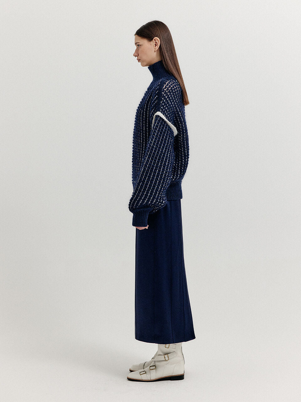 EENK EENK XUEST Oversized Knit Turtleneck - Navy