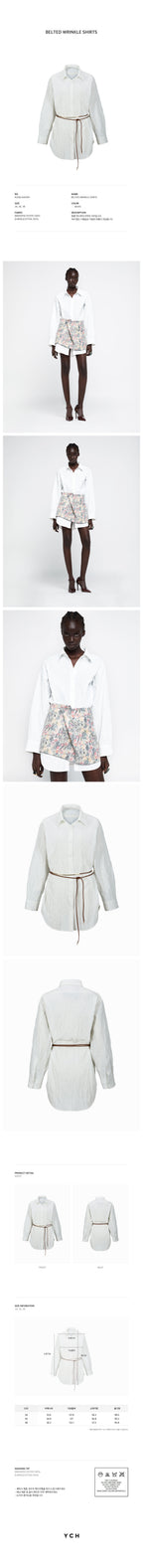 YCH BELTED WRINKLE SHIRTS WHITE (R25BL4061WH)