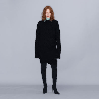 CABLE-KNIT DRESS BLACK (W23KT803BK)