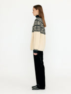 EENK EENK VIBBLE Paneled Lettering Jacquard Pullover - Beige/Black