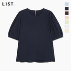 LIST Round neck puff sleeve blouse_TWWBLQ62070