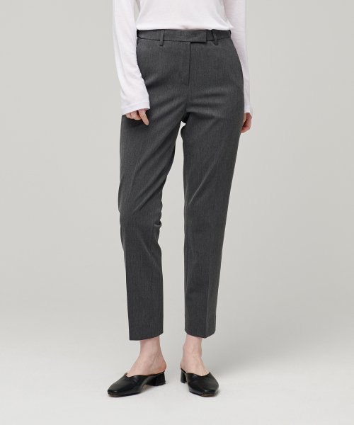 MUSINSA STANDARD WOMAN MUSINSA STANDARD WOMAN Women's Slim Straight Hidden Banding Slacks [Medium Gray]