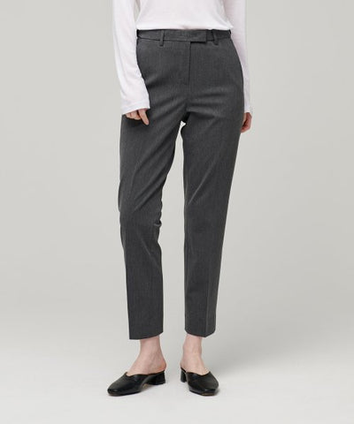MUSINSA STANDARD WOMAN Women's Slim Straight Hidden Banding Slacks [Medium Gray]