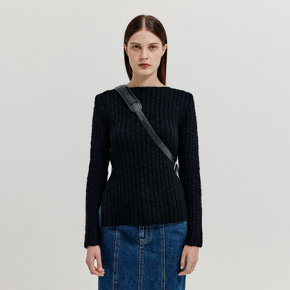 EENK EENK XUIN Ribbed Knit Pullover - Black