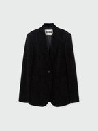 EENK ZAKIT Single-Breasted Blazer with Brooch - Black Velvet