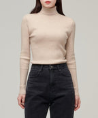 MUSINSA STANDARD WOMAN MUSINSA STANDARD WOMAN Women's Ribbed Slim Turtleneck Knit Light Beige
