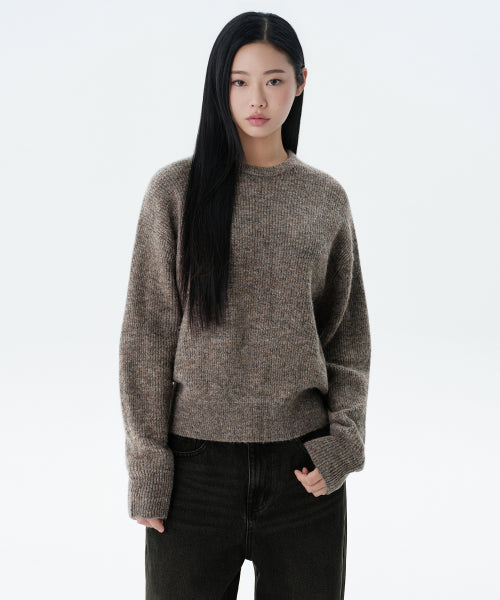 MUSINSA STANDARD WOMAN MUSINSA STANDARD WOMAN Women's Multi Melange Crew Neck Knit Mocha Brown
