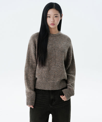 MUSINSA STANDARD WOMAN Women's Multi Melange Crew Neck Knit Mocha Brown