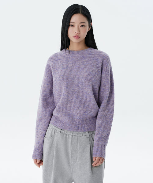 MUSINSA STANDARD WOMAN MUSINSA STANDARD WOMAN Women's Multi Melange Crew Neck Knit Heather Violet