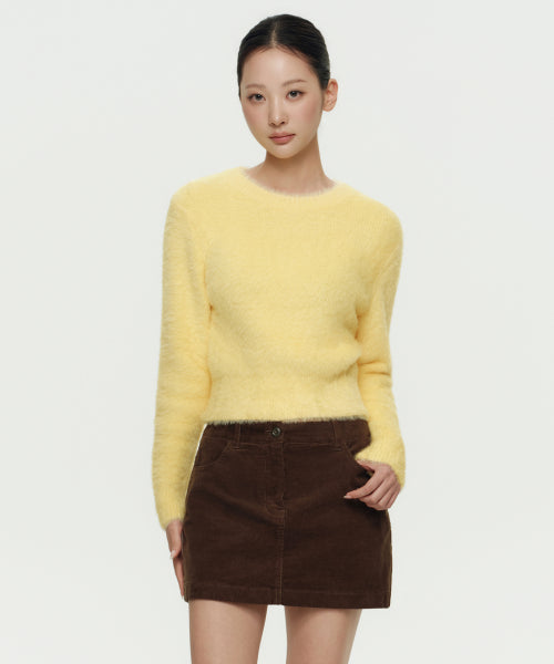MUSINSA STANDARD WOMAN MUSINSA STANDARD WOMAN Women's Fuzzy Crew Neck Knit Yellow