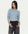 MUSINSA STANDARD WOMAN MUSINSA STANDARD WOMAN Women's Fuzzy Crew Neck Knit Blue Gray