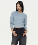 MUSINSA STANDARD WOMAN MUSINSA STANDARD WOMAN Women's Fuzzy Crew Neck Knit Blue Gray