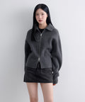 MUSINSA STANDARD WOMAN MUSINSA STANDARD WOMAN Women's Knitwear Zip-up [Medium Gray]