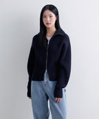 MUSINSA STANDARD WOMAN MUSINSA STANDARD WOMAN Women's Knitwear Zip-up (Navy)
