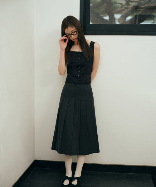 MUSINSA STANDARD WOMAN MUSINSA STANDARD WOMAN Pleated Midi Skirt Charcoal Gray