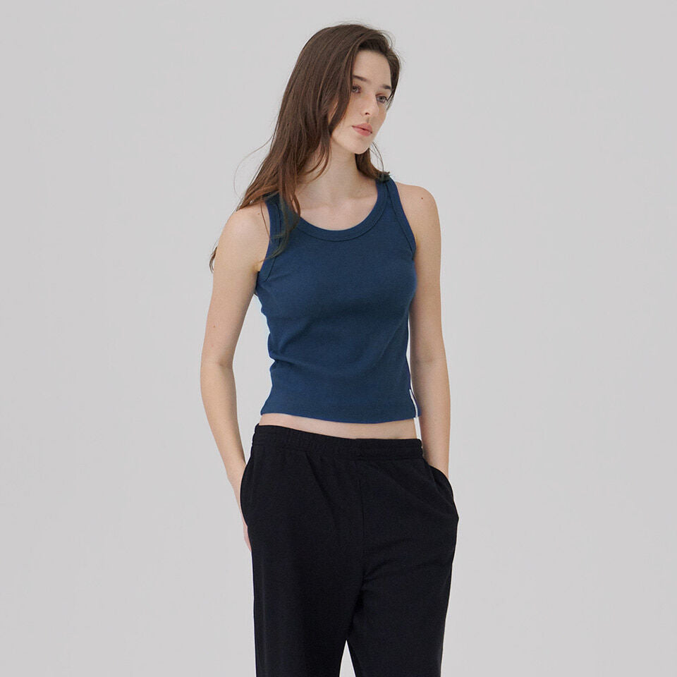 WAVE UNION Binding Rib Sleeveless top Dark blue