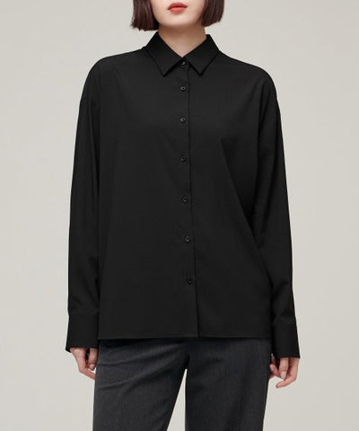 MUSINSA STANDARD WOMAN Women's Oversized Silky Shirt [Black]