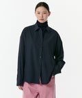 MUSINSA STANDARD WOMAN MUSINSA STANDARD WOMAN Women's Oversized Silky Shirt Dark Navy
