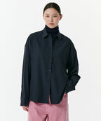 MUSINSA STANDARD WOMAN MUSINSA STANDARD WOMAN Women's Oversized Silky Shirt Dark Navy