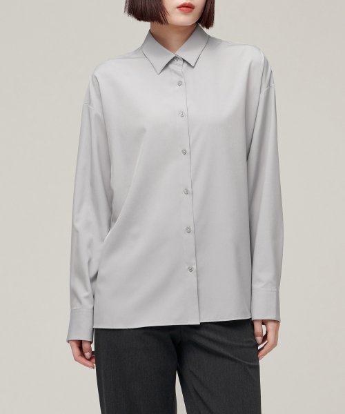 MUSINSA STANDARD WOMAN MUSINSA STANDARD WOMAN Women's Oversized Silky Shirt (Light Gray)