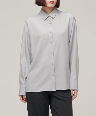 MUSINSA STANDARD WOMAN Women's Oversized Silky Shirt (Light Gray)