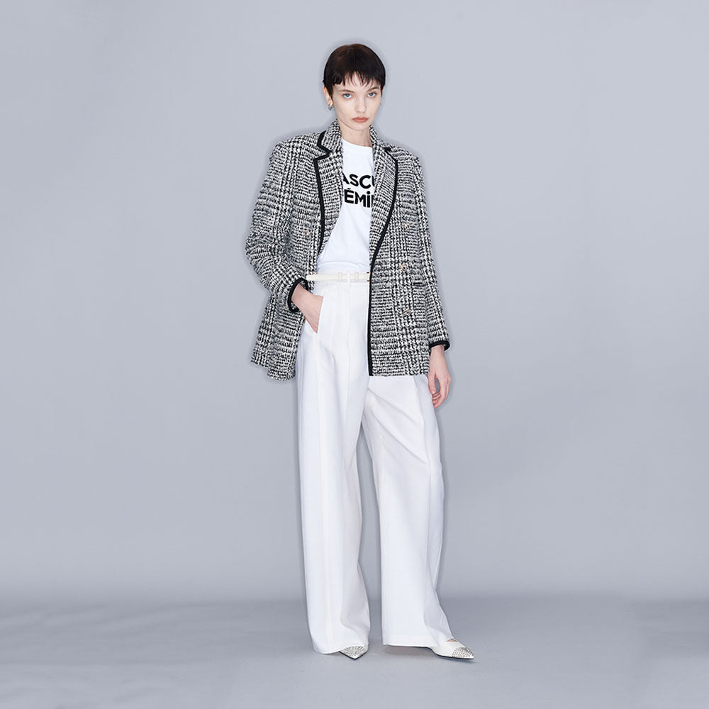 YCH HERRINGBONE OVERSIZED JACKET BLACK (W23JK107BK)