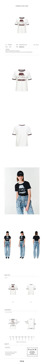 YCH CONTRAST COTTON T-SHIRT WHITE (F23TO908WH)