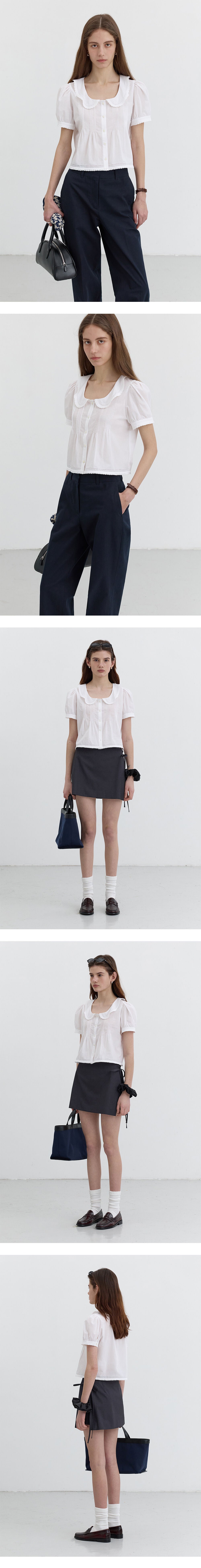 DUNST FRILL COLLARED BLOUSE WHITE_UDBL5B225WT