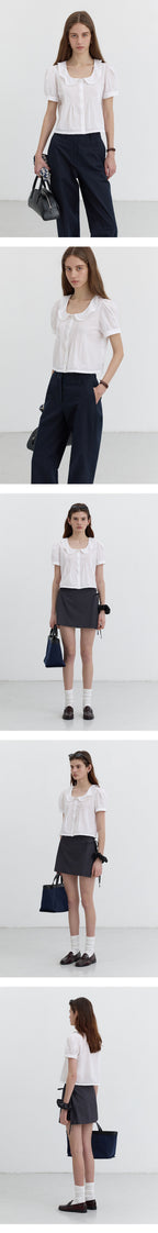 DUNST FRILL COLLARED BLOUSE WHITE_UDBL5B225WT
