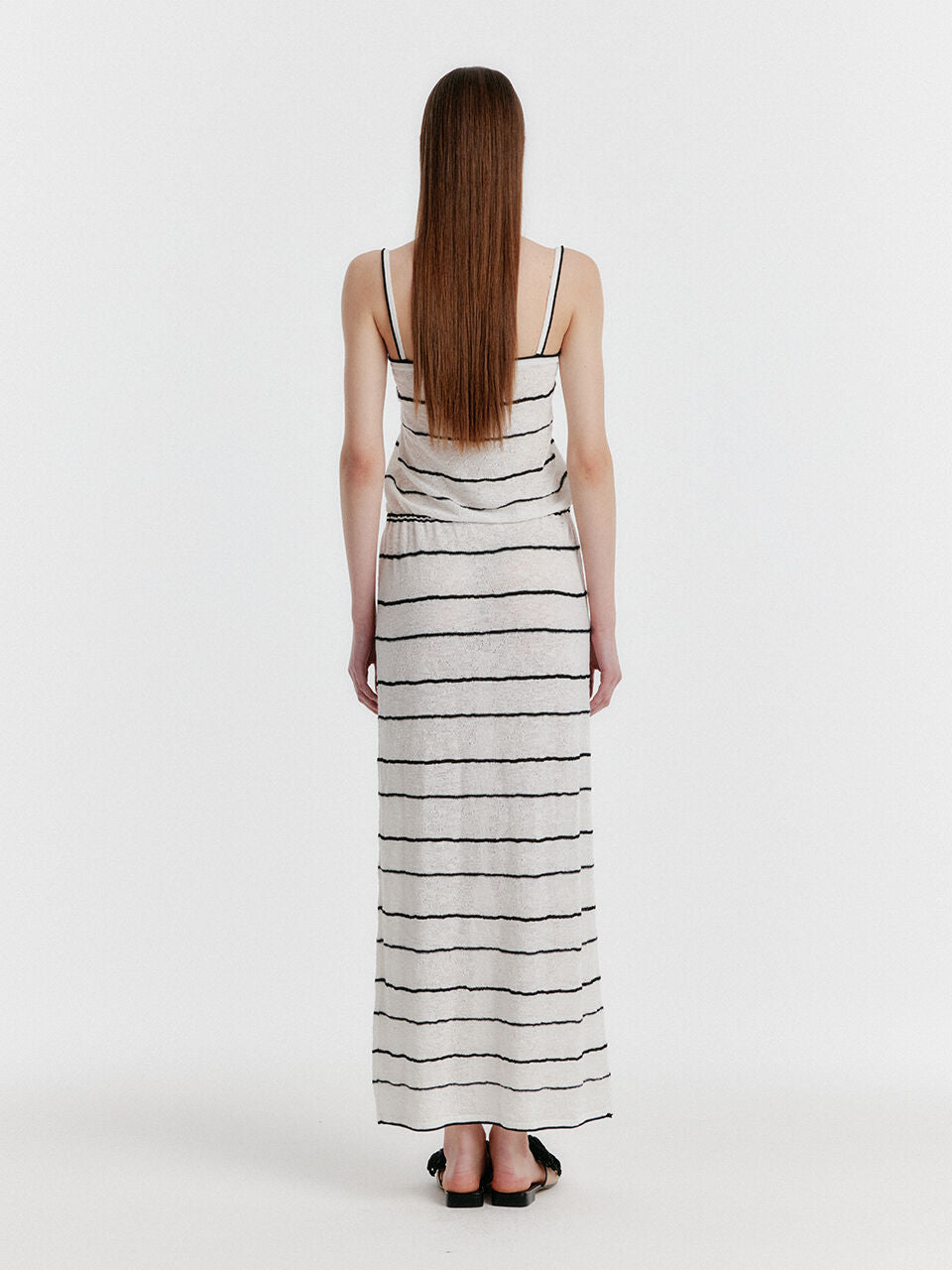 EENK YOZOO Jacquard Stripe Knit Dress - Ivory
