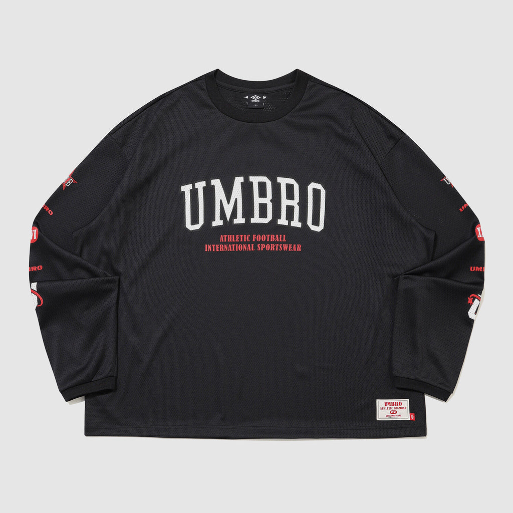 UMBRO Chant Mesh Graphic Logo Long Sleeve T-Shirt Black UR321CRL71