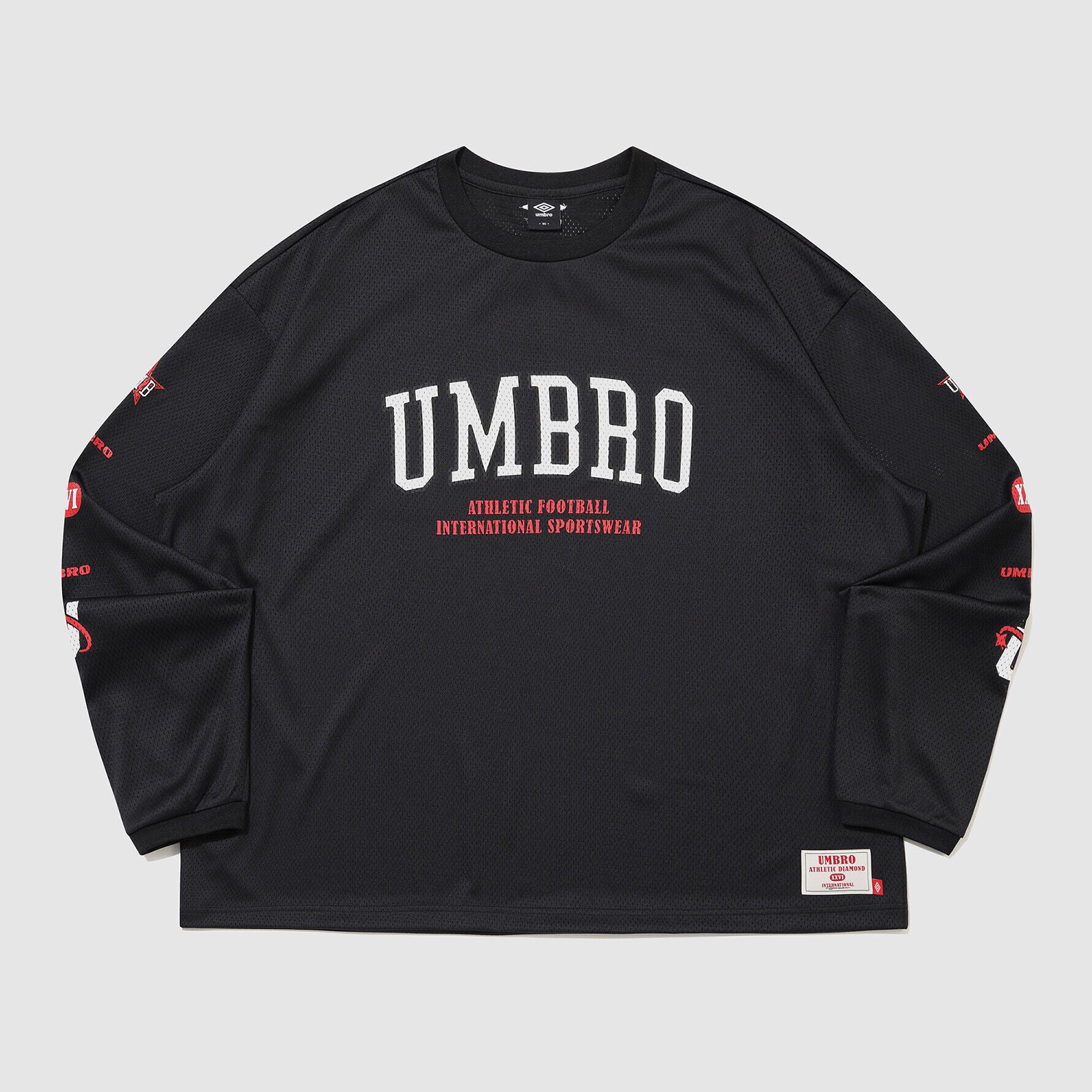 UMBRO Chant Mesh Graphic Logo Long Sleeve T-Shirt Black UR321CRL71