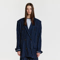 EENK YO Double-Breasted Jacket - Navy Stripe