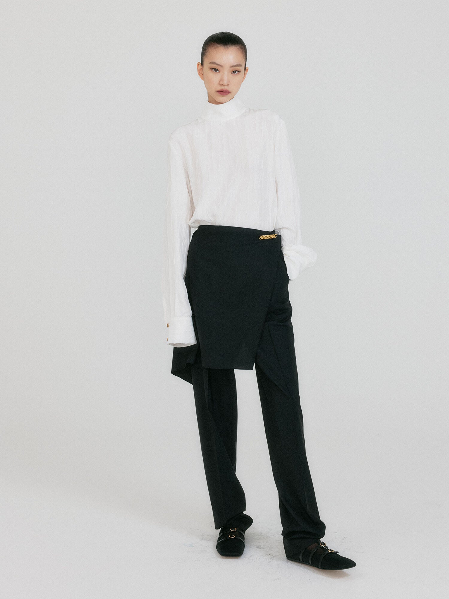EENK ZEDIA Scarf Layered Pants - Black