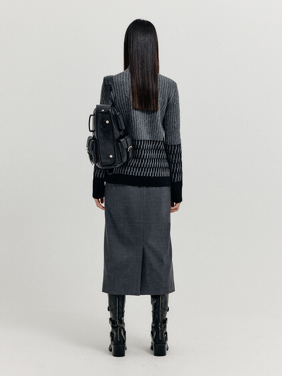 EENK EENK XCOO Cable Knit Zip Cardigan - Grey