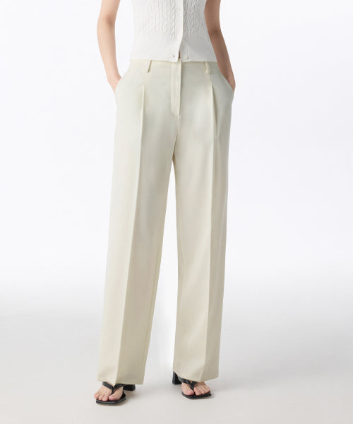 MUSINSA STANDARD WOMAN MUSINSA STANDARD WOMAN Slacks Women's Waist Bandless Wide [Cream]