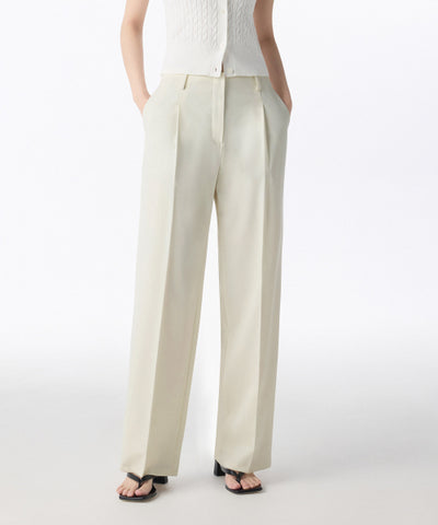 MUSINSA STANDARD WOMAN Slacks Women's Waist Bandless Wide [Cream]