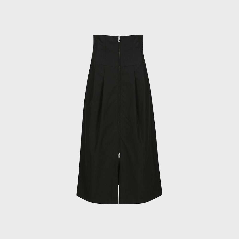 YCH HIGH-WAIST CORSET-STYLE SKIRT BLACK (F24SK5081BK)