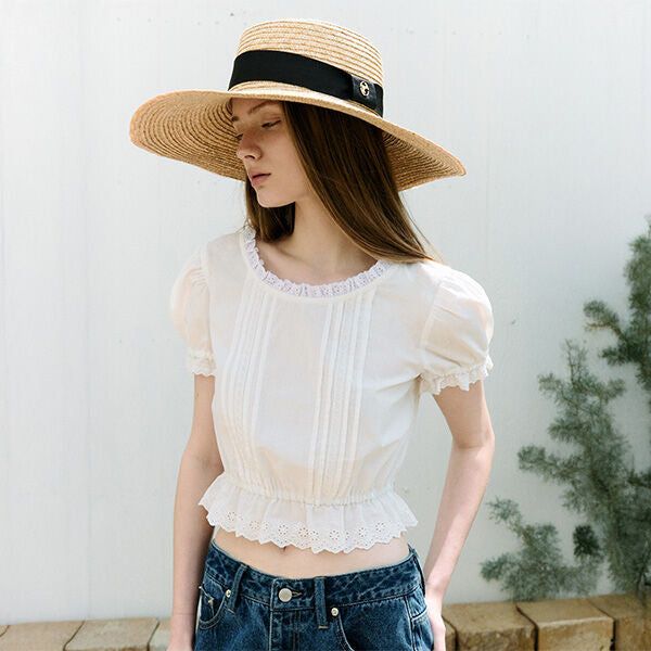 rolarola CROP LACE BLOUSE WHITE