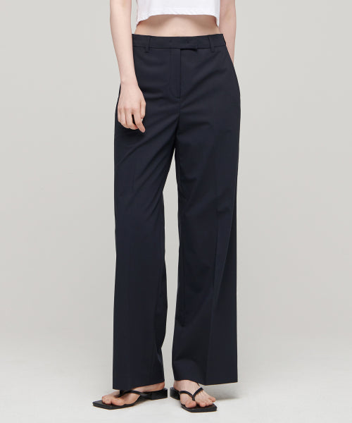 MUSINSA STANDARD WOMAN MUSINSA STANDARD WOMAN Slacks Wide Hidden Banding [Navy]